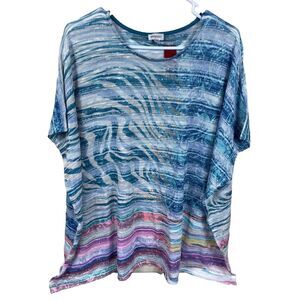 Avenue Cardigan Womens 18/20 Sleeveless Sweater Striped‎ Kimono Sweatshirt Tunic